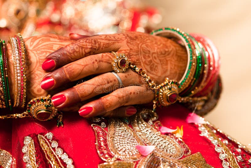 Decorative hand of bride stock image