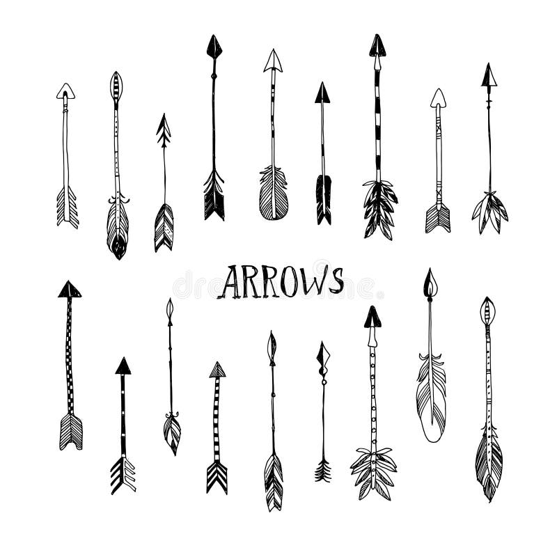 Decorative Hand Drawn Arrows Stock Vector - Illustration of element ...