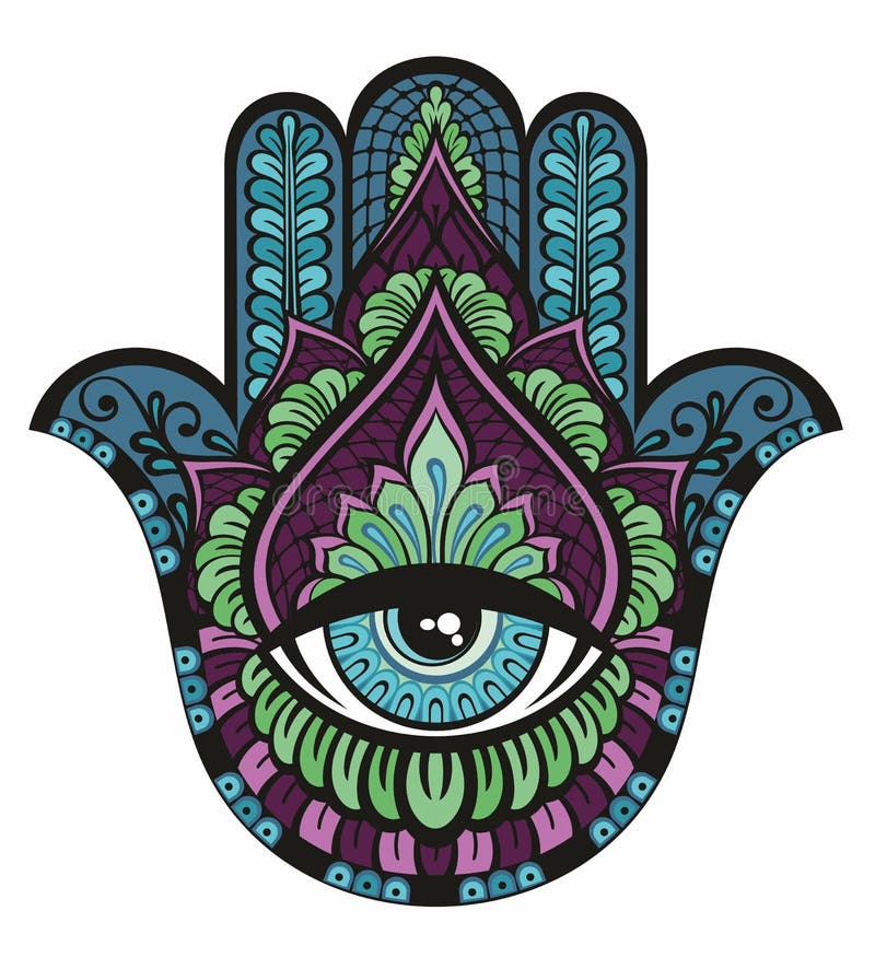 Hand drawn hamsa stock vector. Illustration of floral - 53948618