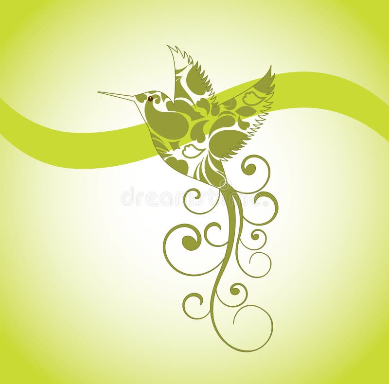 Decorative Humming bird with cutout pattern for body and long curly tail