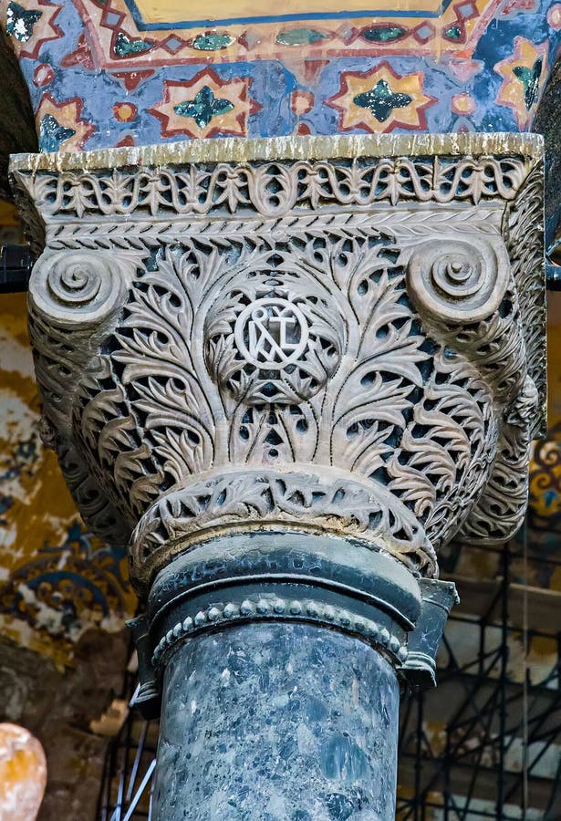 Decorative Interior column of Hagia Sophia museum