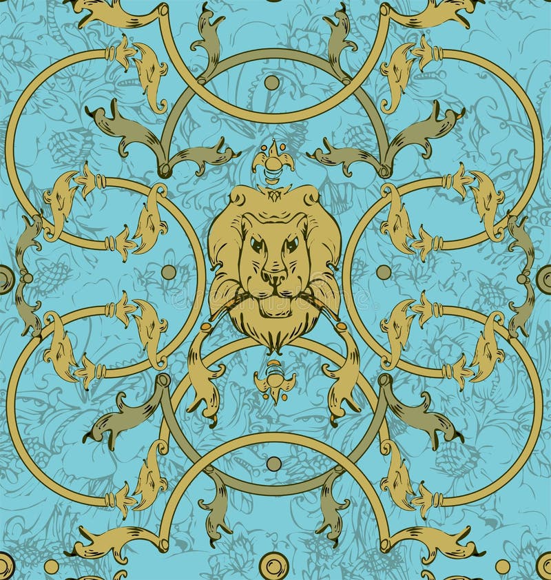 Decorative Lattice with a Lion in Classic Style Stock Illustration ...