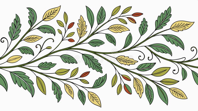 Decorative leafy branch botanical graphic element vector design Generative AI royalty free illustration