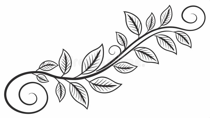 Decorative leafy branch element with elegant scrolling details vector design Generative AI vector illustration