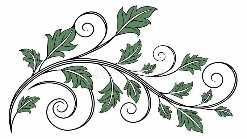 Decorative leafy branch element with elegant swirling stems vector design Generative AI stock illustration