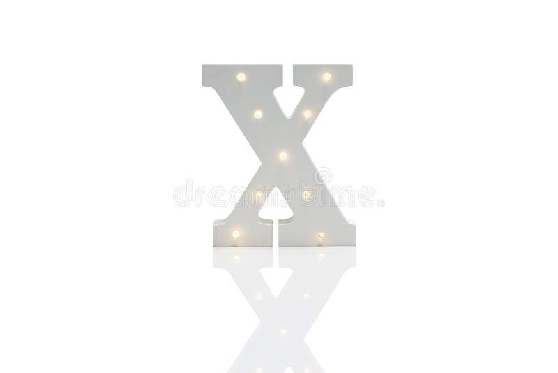 Decorative Letter X with Embedded LED Lights Over White Background