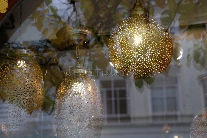 Decorative Lighting Fixtures in the Shop Window Stock Photo Image of