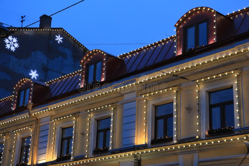 Decorative Lighting on the House Stock Image Image of hard, facade