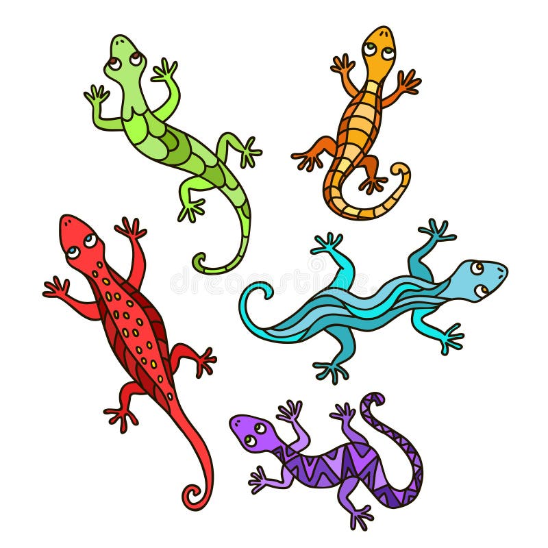 Decorative lizards stock illustration