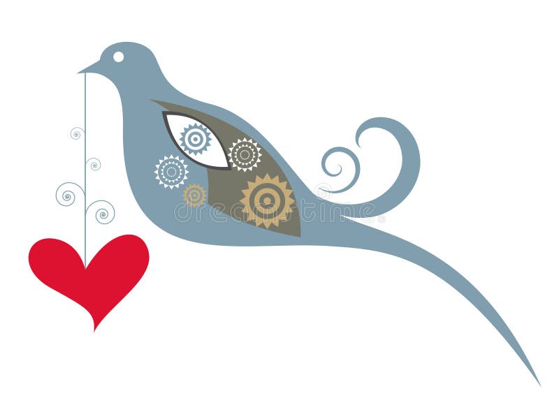 Decorative style love bird illustration vector. Decorative style love bird illustration vector