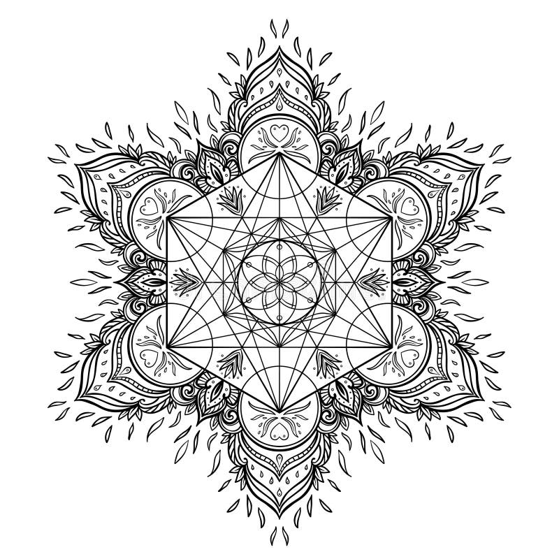 Decorative Mandala Round Pattern With Sacred Geometry Element Me Stock