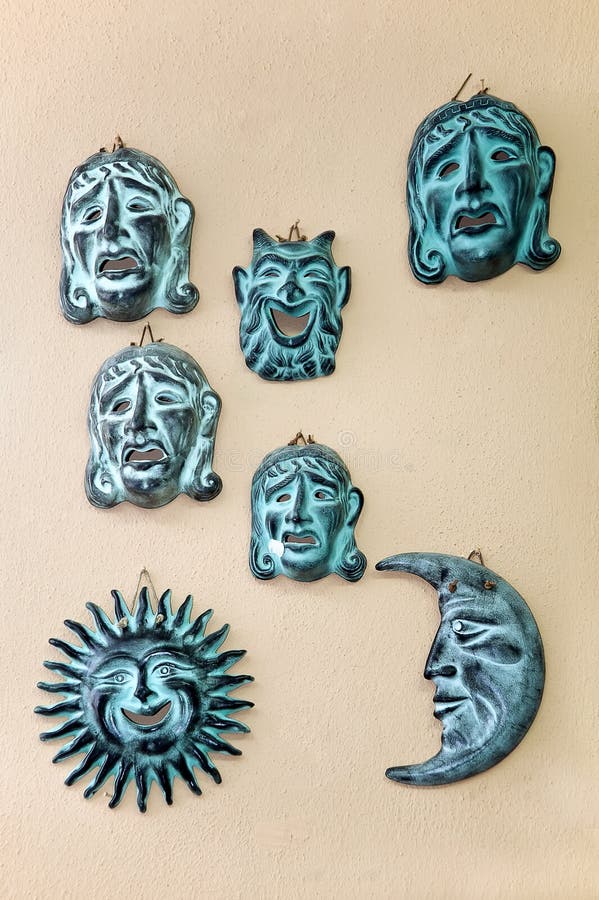 Decorative masks in Greece stock image. Image of mask 29682377