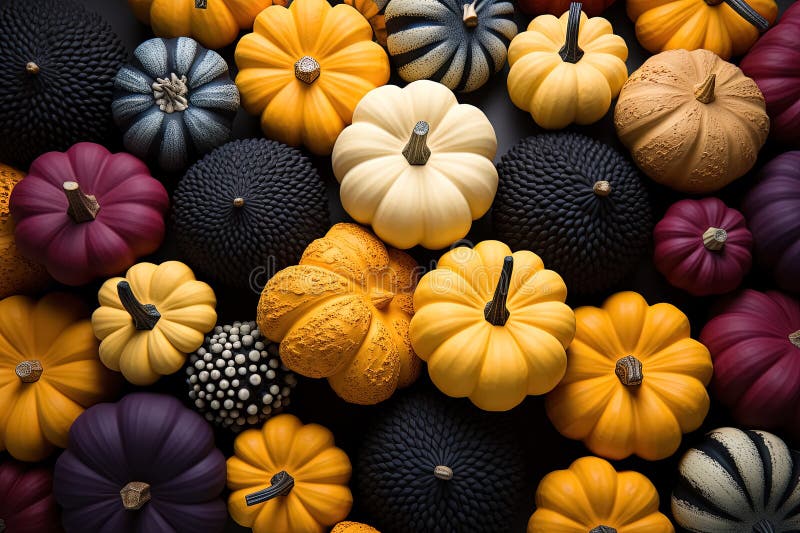 Decorative Mix of Colored Pumpkins, Halloween Concept. Stock ...