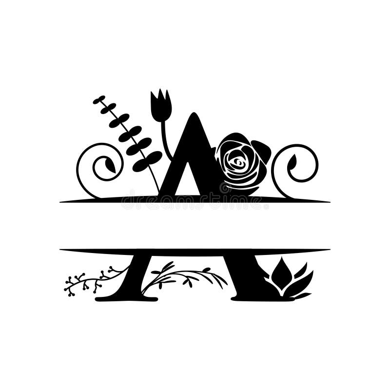 Decorative Monogram Split Letter Graphic Design Template Isolated Stock