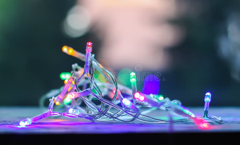 Decorative multicolored lights garland. stock image