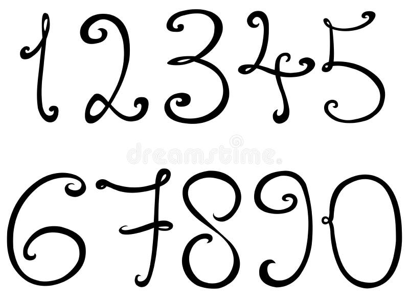 Decorative numbers stock vector. Illustration of curled ...