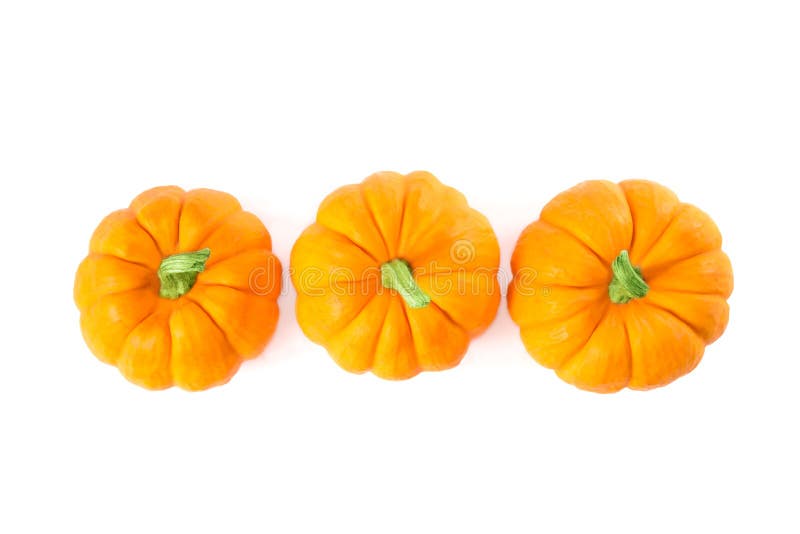 Decorative orange pumpkins, top view