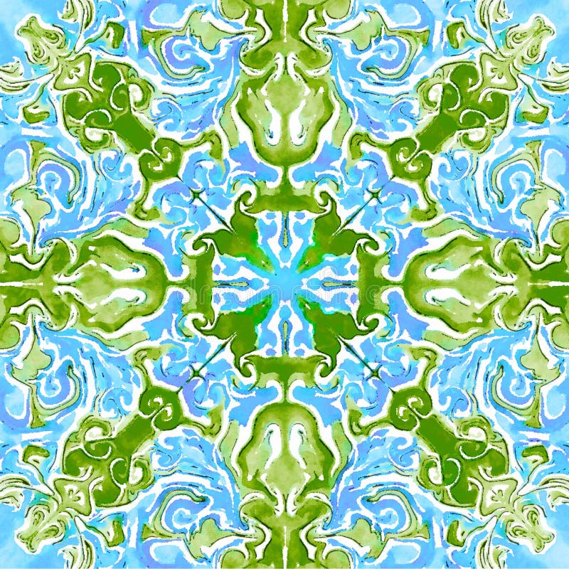Green olive pattern on a light blue turquoise background. stock illustration