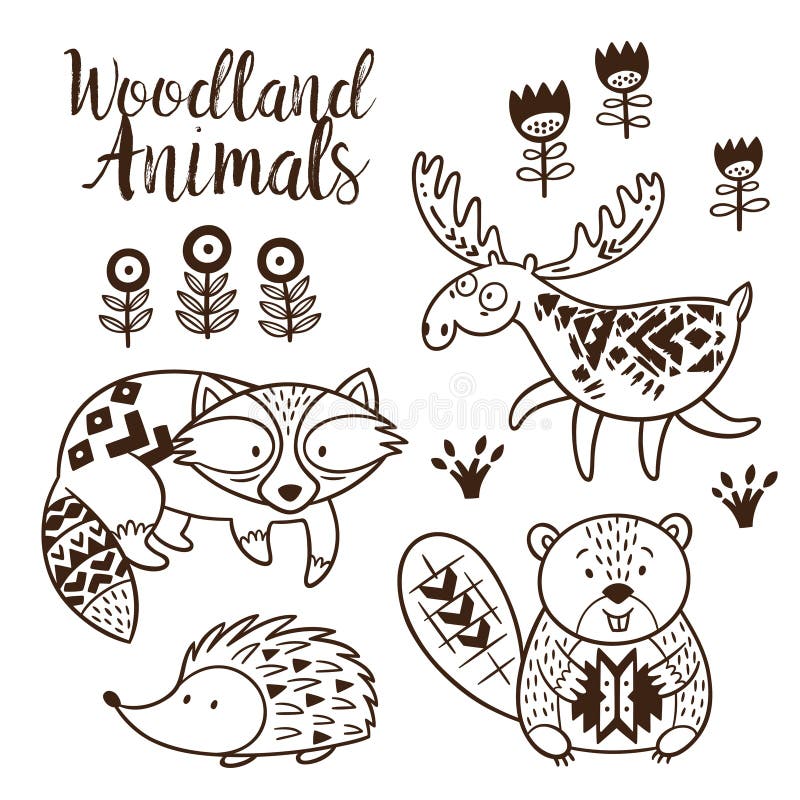 Download Decorative Ornamental Woodland Animals Vector Set Stock Vector - Illustration of hedgehog ...