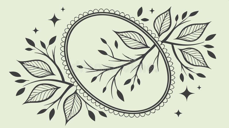 Decorative oval frame with stylized leafy vine design vector design Generative AI vector illustration
