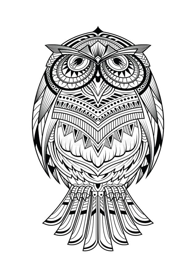 Decorative Owl on a Flowering Branch Coloring Book for Adults. Hand Drawn  Decorative Owl for the Anti Stress Coloring Page Stock Vector -  Illustration of abstract, drawn: 116211446