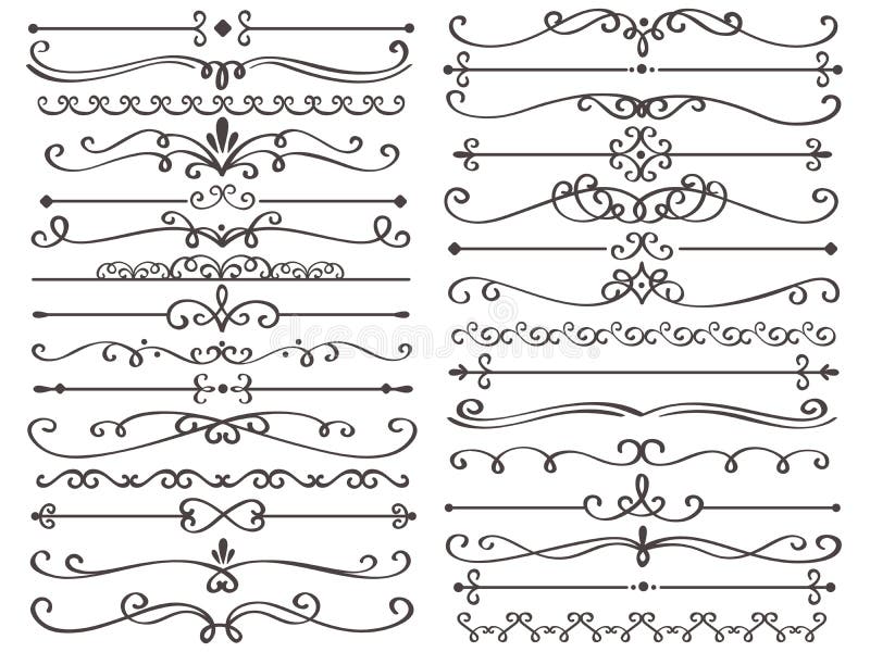 Vintage Floral Dividers And Border Embellishments With Vector Swirling  Lines, Flowers, Victorian Flourishes And Leaf Scrolls. Retro Elements Set  Of Ornate Text Dividers, Borders And Headers Royalty Free SVG, Cliparts,  Vectors, and