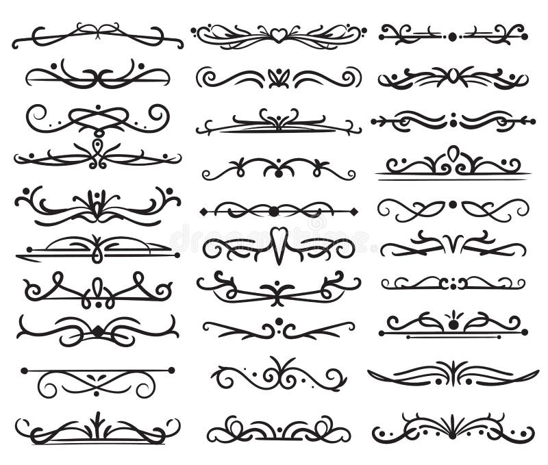 Line Decorative Scroll Frame Divider Vintage Stock Vector (Royalty