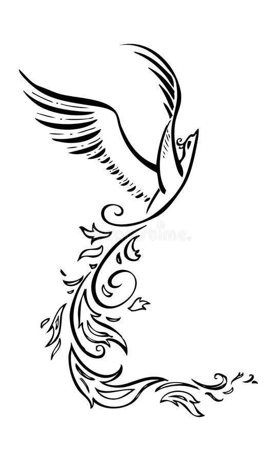Decorative phoenix bird. Vector tattoo