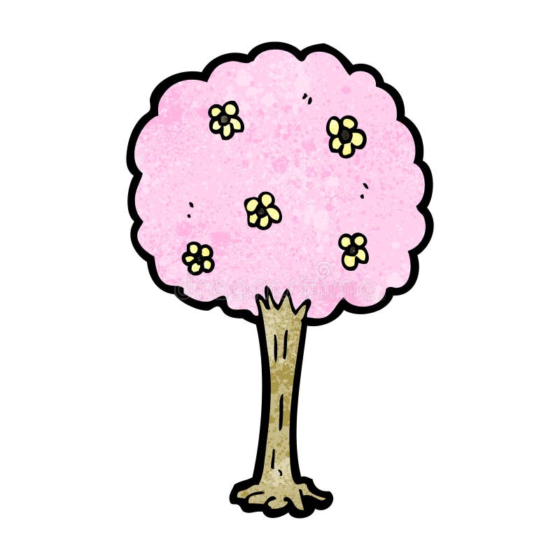 decorative pink tree cartoon