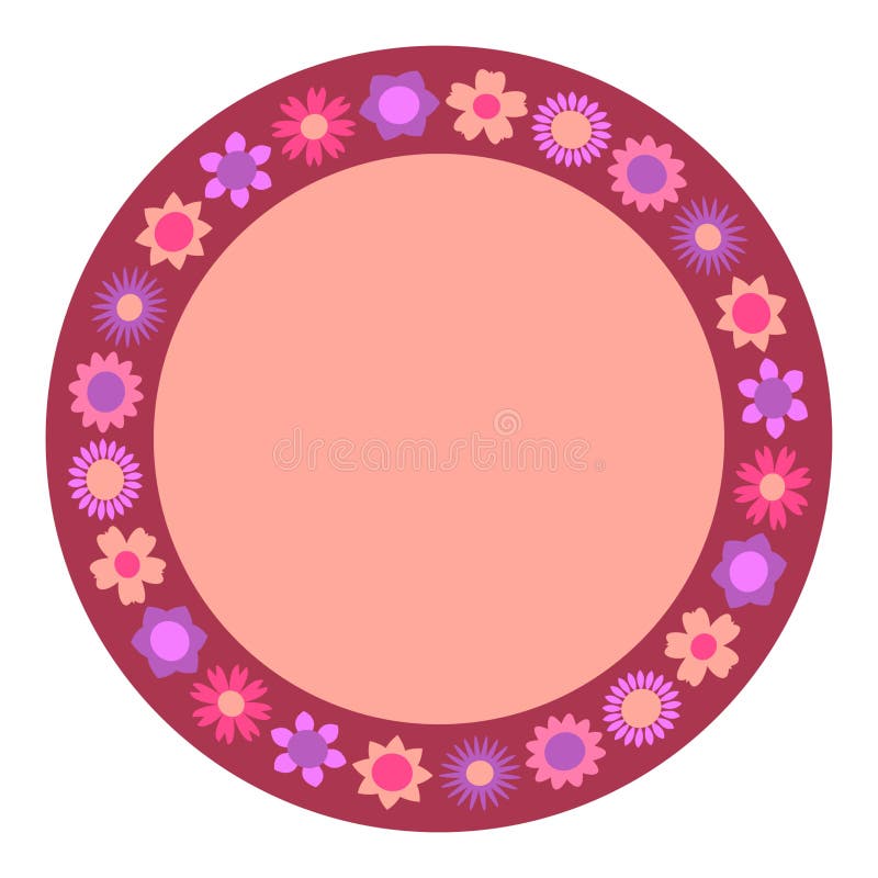 Decorative Plate Pattern with Floral Ornament in Flat Style. a Circular