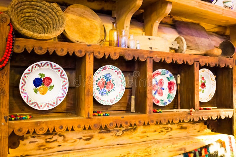 Decorative Plates with Ornament on the Wall Stock Image Image of