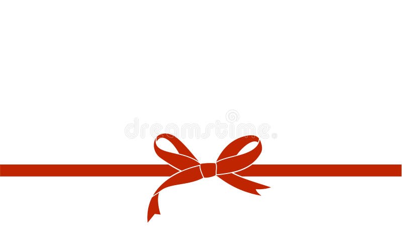 Set of satin decorative red bows with horizontal yellow ribbon isolated on  white background. Vector red bow and red ribbon Stock Vector