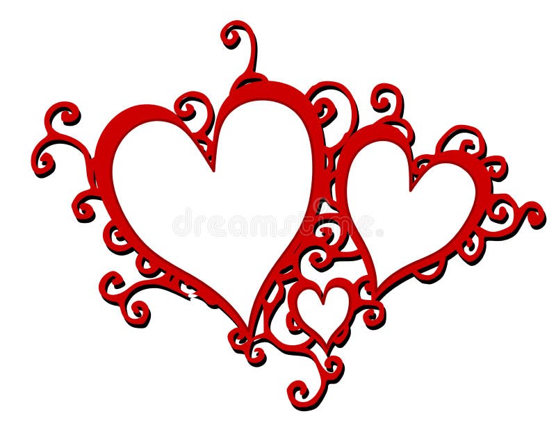 Decorative Red Swirling Hearts Frames vector illustration Decorative Red Swirling Hearts Frames vector illustration