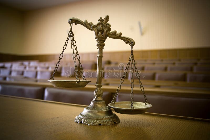 Decorative Scales of Justice in the Courtroom Stock Image Image of