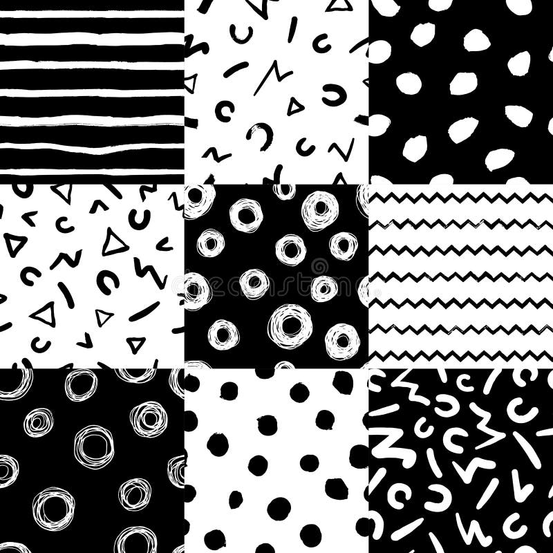 Decorative seamless pattern with handdrawn shapes