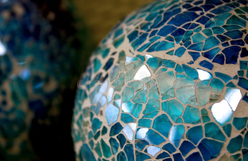 Decorative Spheres with Blue Mosaic Pattern Stock Photo Image of