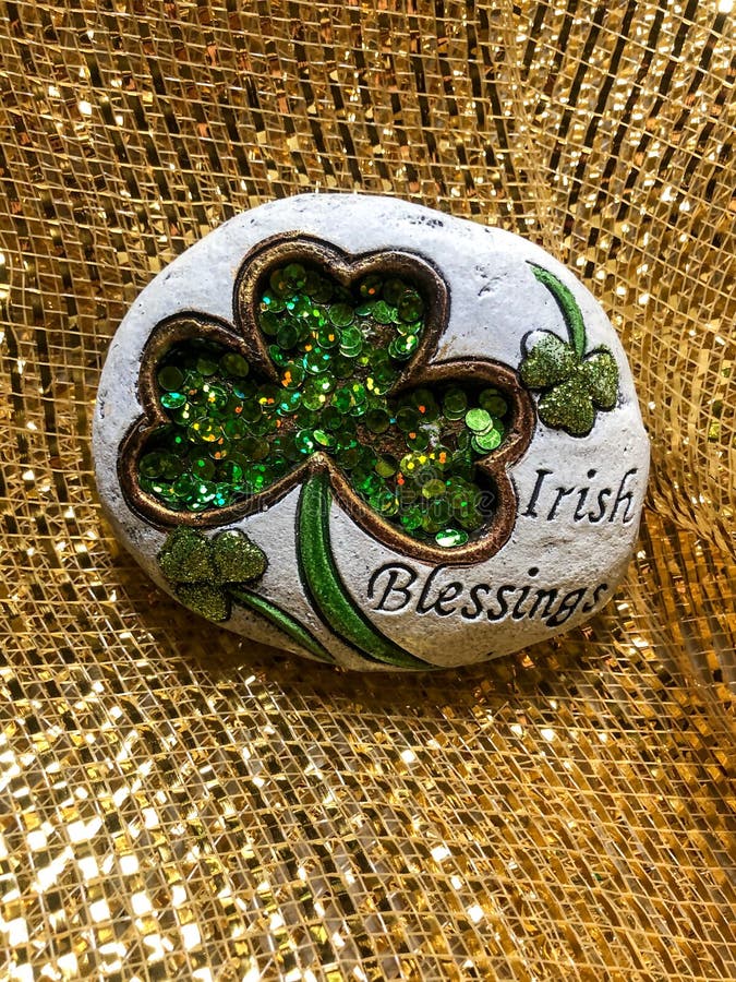 Decorative Stone With Irish Blessings Words Stock Image Image of