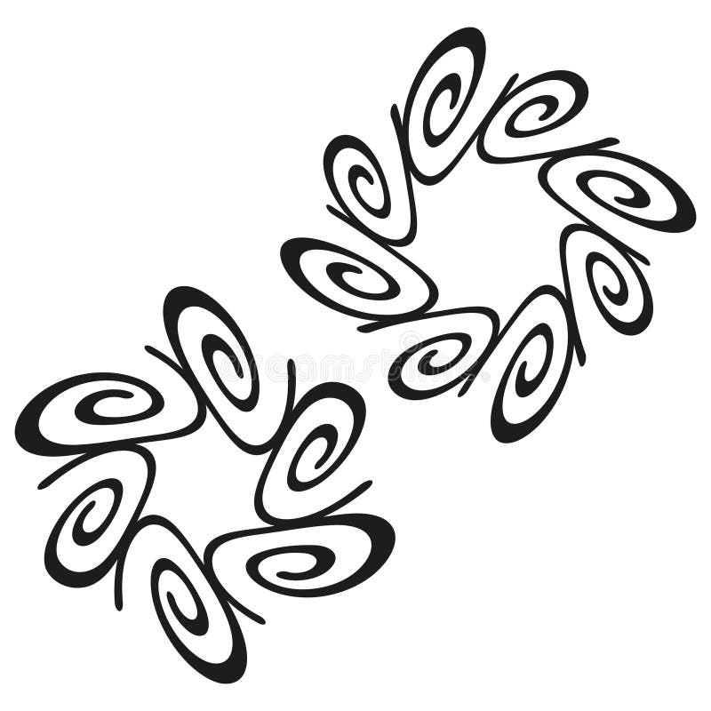 Decorative swirl elements. Ornamental circular pattern. Abstract curved design. Black vector shape. royalty free illustration
