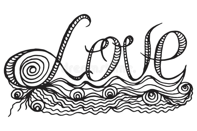 Decorative Text Love. Coloring Book for Adult and Older Children ...