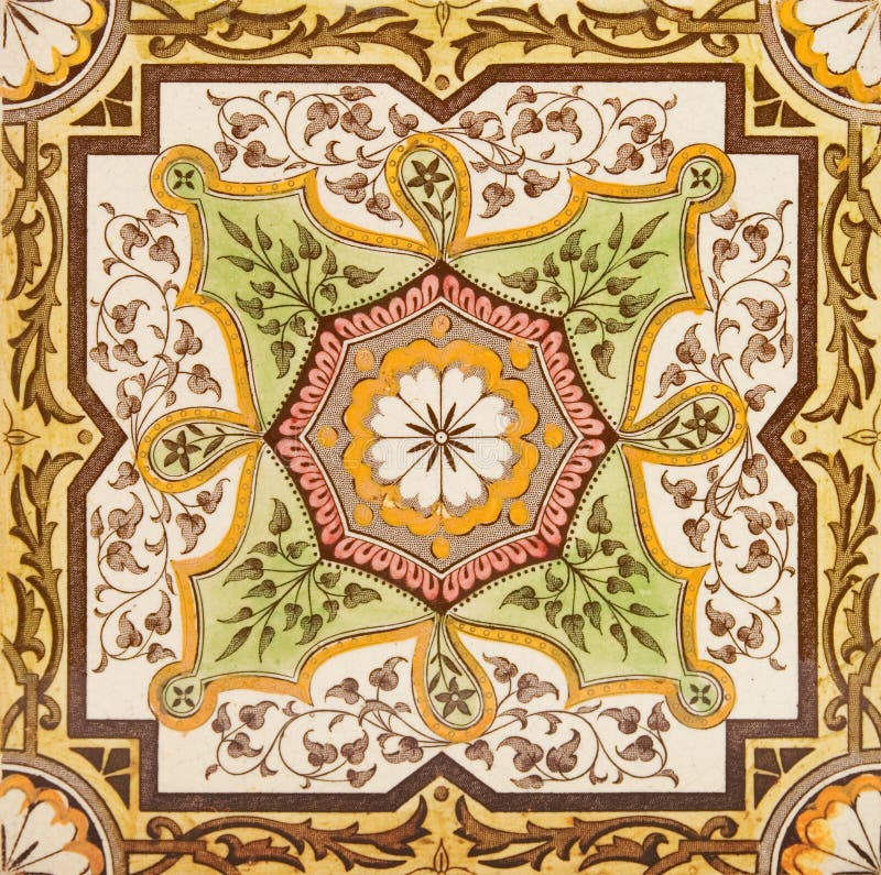 Arts & Crafts Antique Tile Stock Photo Image of printed, floral 5404482
