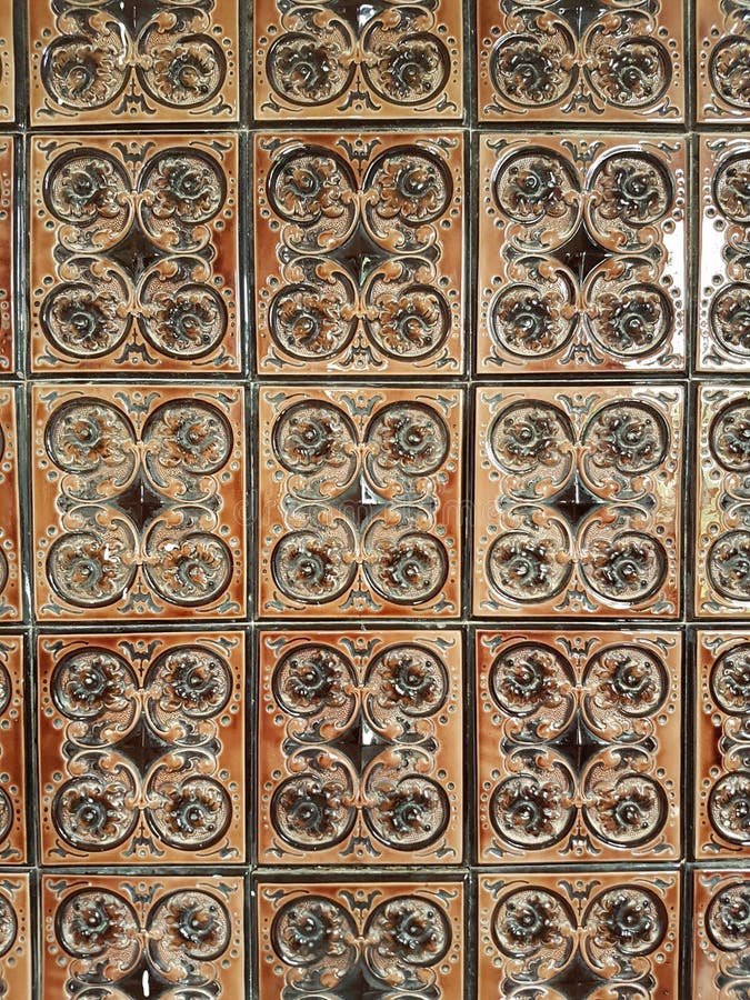 Decorative Tiles. Vintage Tiles Close Up. Stock Photo Image of