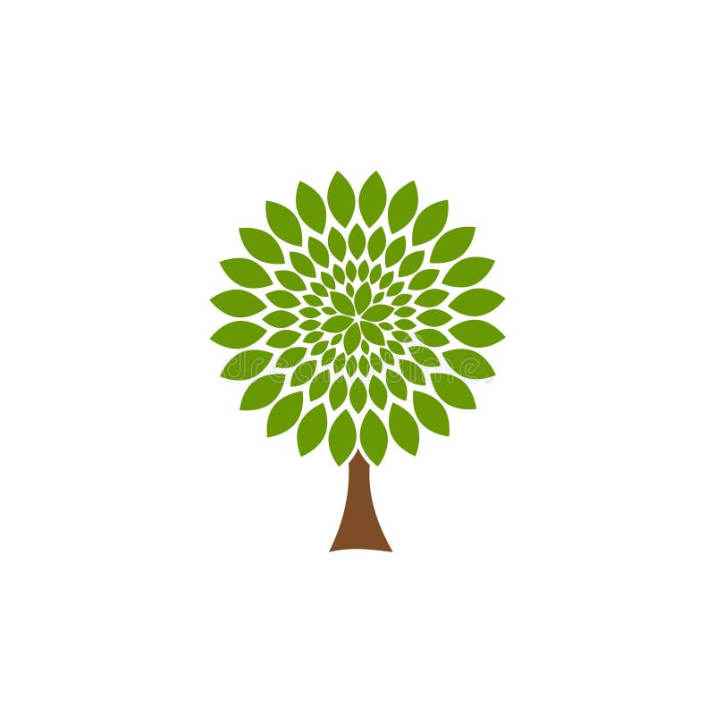 Decorative tree and leaves icon isolated on white background stock illustration