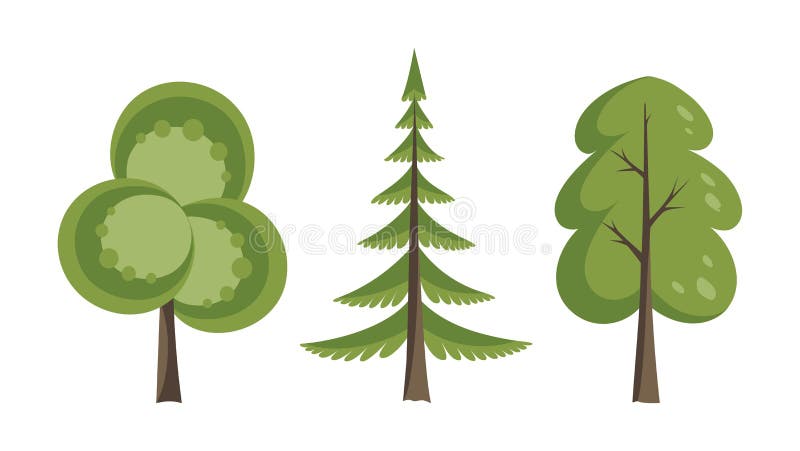 Decorative trees icon set. Flat trees in a flat design. Isolated on white. Vector icons. vector illustration Decorative trees icon set. Flat trees in a flat design. Isolated on white. Vector icons. vector illustration