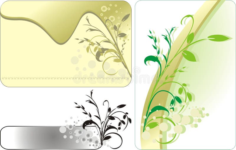 Decorative twigs. Three cards stock illustration Decorative twigs. Three cards stock illustration