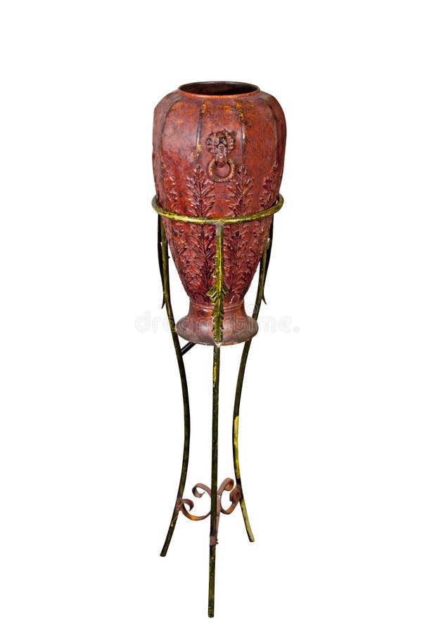 Decorative Vase Supported by Three Legged Metal Stand Stock Photo Image of decorative