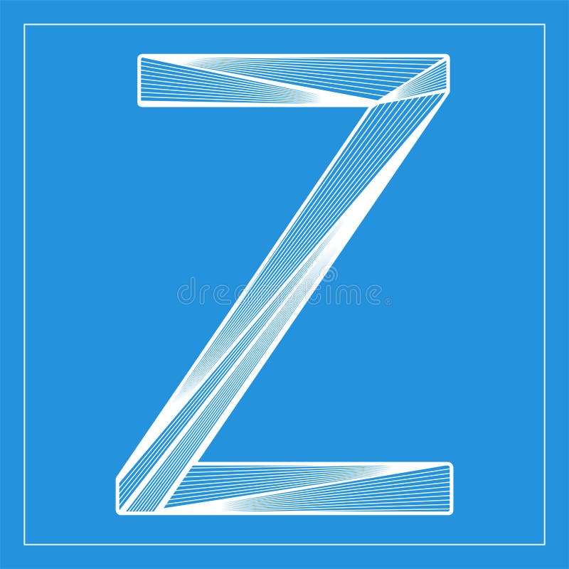 Decorative Vector Font. Stylized Letter Z. Isolated Symbol on Blue ...