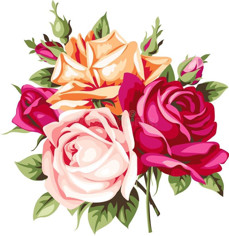 Decorative Vintage Bouquet of Roses. Vector Flowers Stock Vector -  Illustration of retro, decor: 77893772