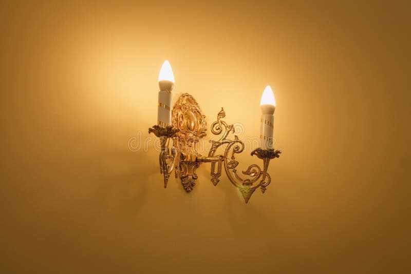 Decorative Vintage Wall Sconce Lamp Candle with Warm Light Stock Image