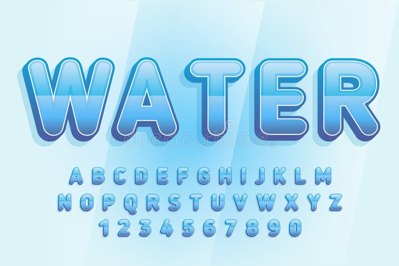 Water Splash Font. Swim In Water Typography Ocean