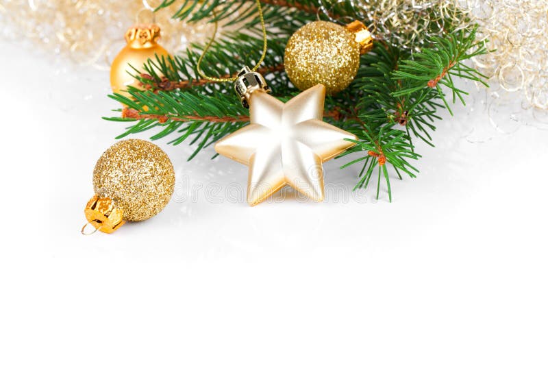 Golden xmas decoration with copy space. Golden xmas decoration with copy space